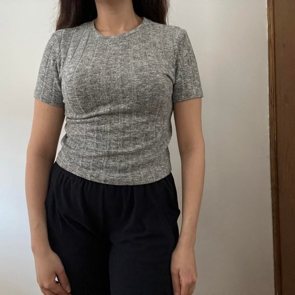 Grey ribbed zara t-shirt Zara - Picture 4 of 5